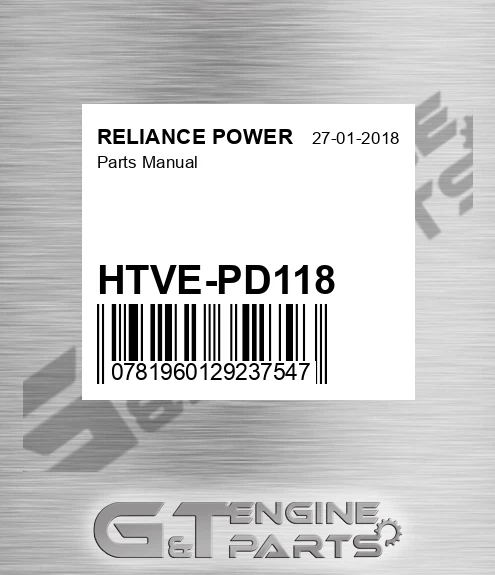 HTVE-PD118 Parts Manual for RELIANCE POWER