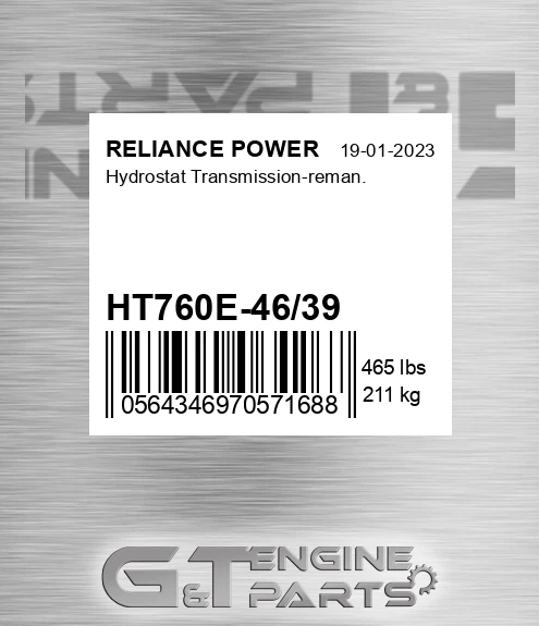 HT760E-46/39 Hydrostat Transmission-reman.