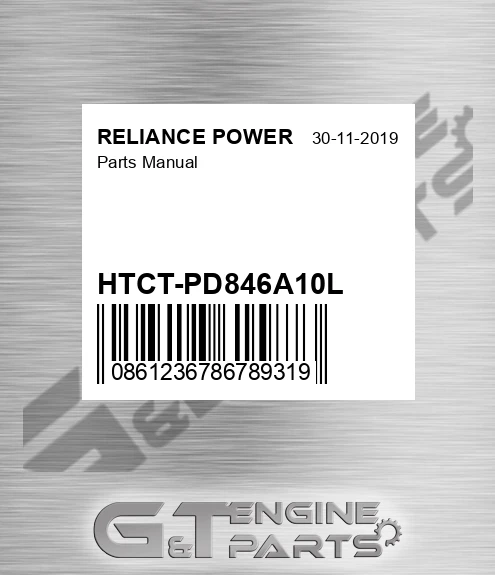 HTCT-PD846A10L Parts Manual for RELIANCE POWER