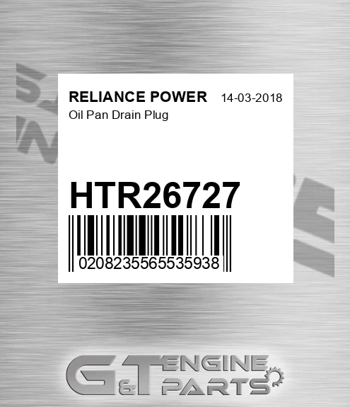 HTR26727 Oil Pan Drain Plug