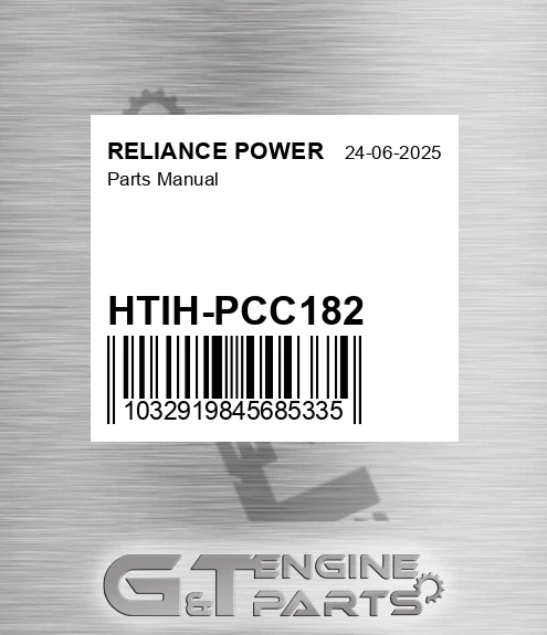HTIH-PCC182 Parts Manual for RELIANCE POWER