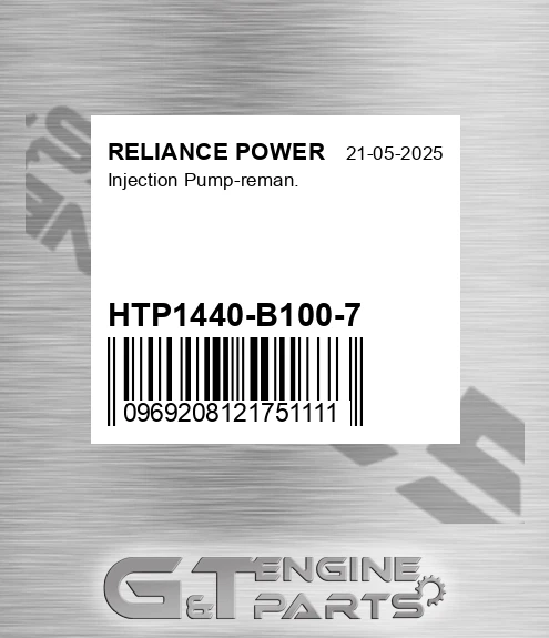 HTP1440-B100-7 Injection Pump-reman. for RELIANCE POWER