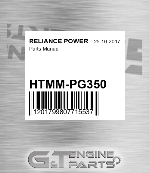 HTMM-PG350 Parts Manual for RELIANCE POWER