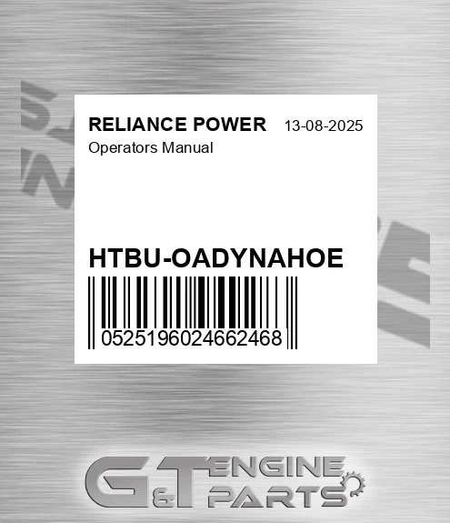 HTBU-OADYNAHOE Operators Manual for RELIANCE POWER