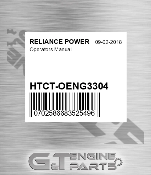 HTCT-OENG3304 Operators Manual for RELIANCE POWER