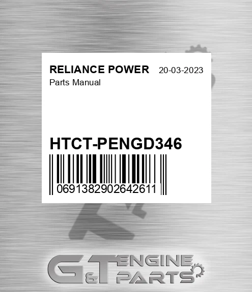 HTCT-PENGD346 Parts Manual for RELIANCE POWER