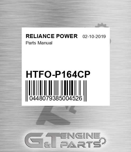 HTFO-P164CP Parts Manual for RELIANCE POWER