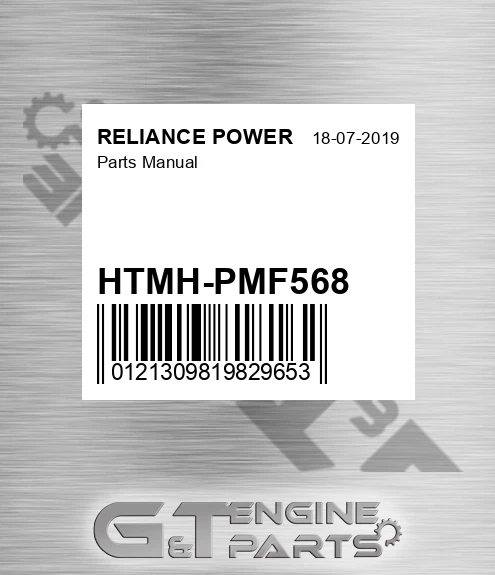 HTMH-PMF568 Parts Manual for RELIANCE POWER