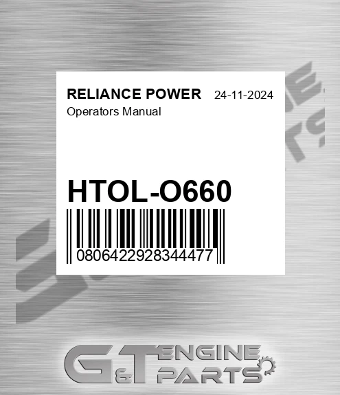 HTOL-O660 Operators Manual for RELIANCE POWER