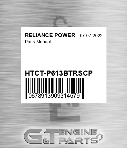 HTCT-P613BTRSCP Parts Manual for RELIANCE POWER