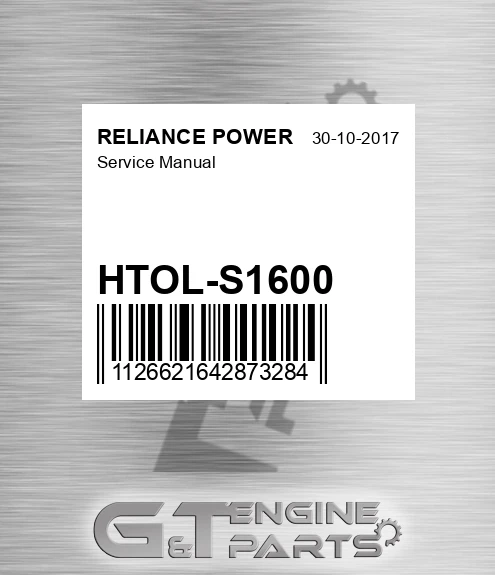 HTOL-S1600 Service Manual for RELIANCE POWER