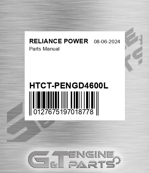 HTCT-PENGD4600L Parts Manual for RELIANCE POWER
