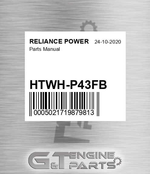 HTWH-P43FB Parts Manual for RELIANCE POWER