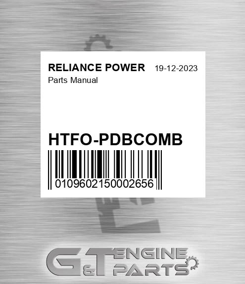 HTFO-PDBCOMB Parts Manual for RELIANCE POWER