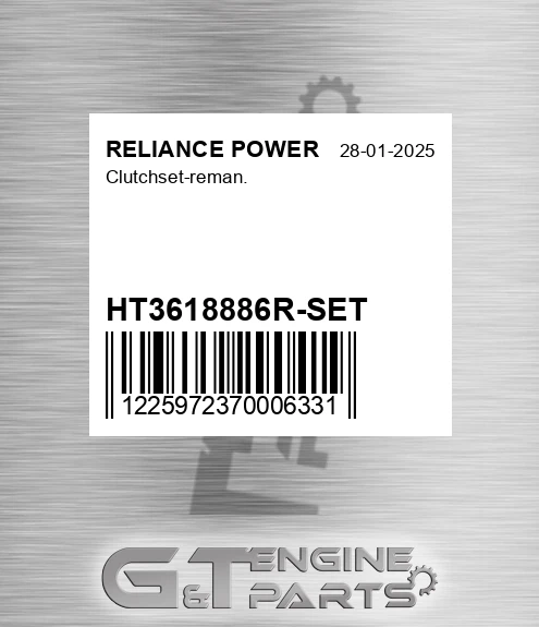 HT3618886R-SET Clutchset-reman. for RELIANCE POWER