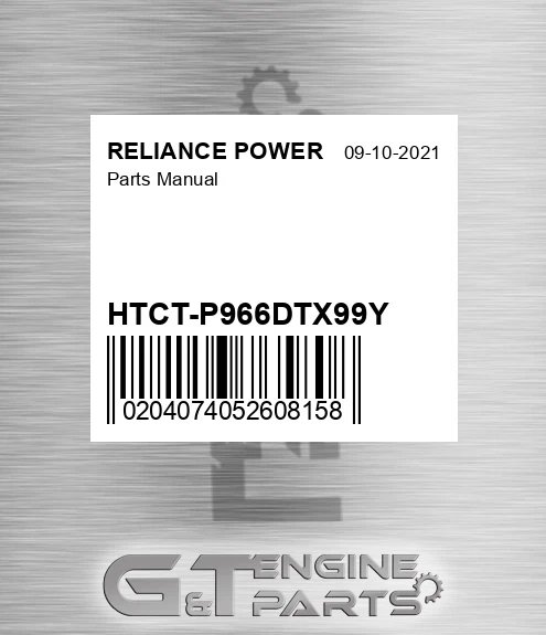 HTCT-P966DTX99Y Parts Manual for RELIANCE POWER