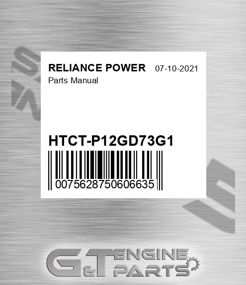 HTCT-P12GD73G1 Parts Manual for RELIANCE POWER