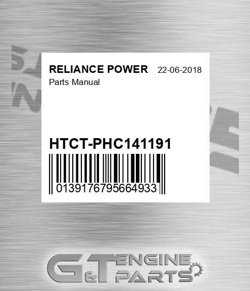 HTCT-PHC141191 Parts Manual for RELIANCE POWER