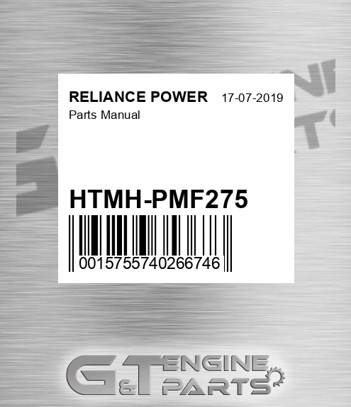 HTMH-PMF275 Parts Manual for RELIANCE POWER