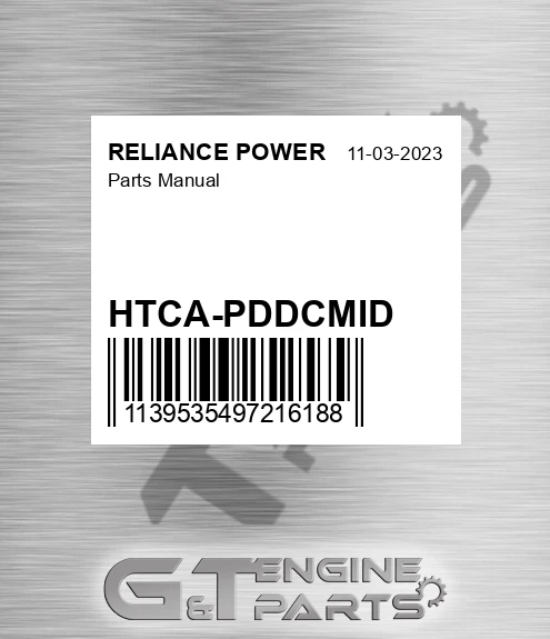 HTCA-PDDCMID Parts Manual for RELIANCE POWER