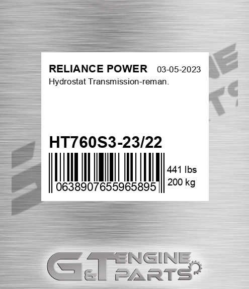 HT760S3-23/22 Hydrostat Transmission-reman.