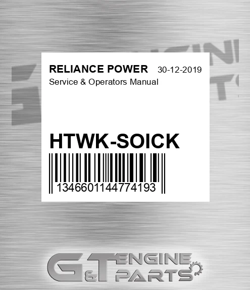 HTWK-SOICK Service & Operators Manual for RELIANCE POWER