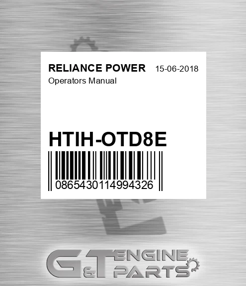 HTIH-OTD8E Operators Manual for RELIANCE POWER