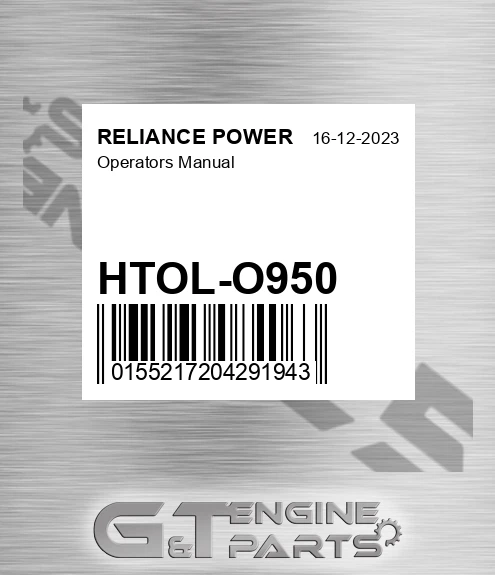 HTOL-O950 Operators Manual for RELIANCE POWER