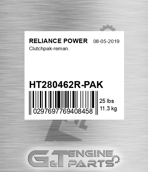 HT280462R-PAK Clutchpak-reman. for RELIANCE POWER