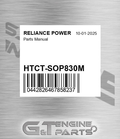 HTCT-SOP830M Parts Manual for RELIANCE POWER