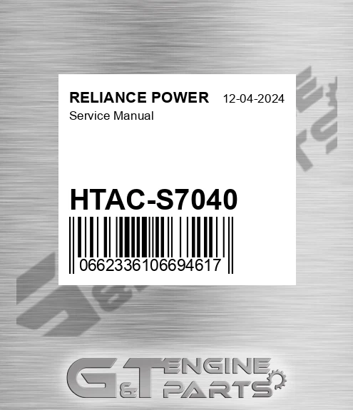 HTAC-S7040 Service Manual for RELIANCE POWER
