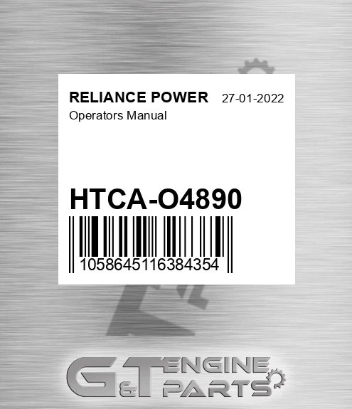 HTCA-O4890 Operators Manual for RELIANCE POWER