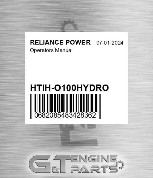 HTIH-O100HYDRO Operators Manual for RELIANCE POWER