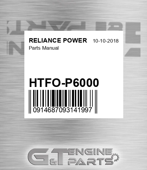 HTFO-P6000 Parts Manual for RELIANCE POWER