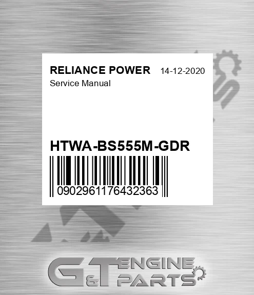 HTWA-BS555M-GDR Service Manual for RELIANCE POWER