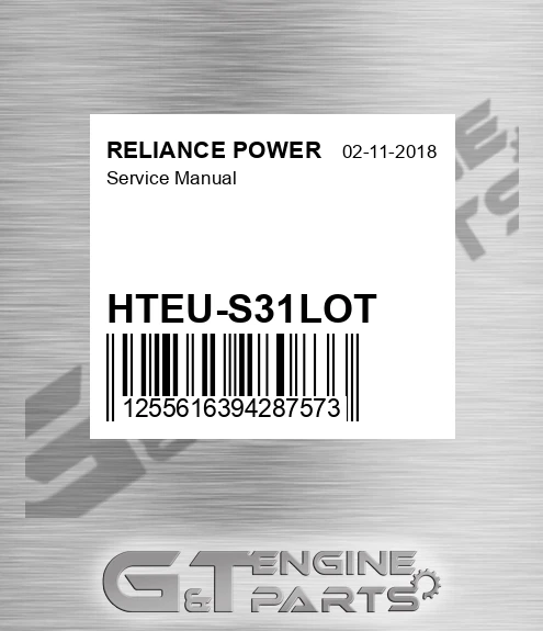 HTEU-S31LOT Service Manual for RELIANCE POWER