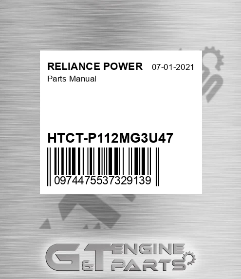 HTCT-P112MG3U47 Parts Manual for RELIANCE POWER