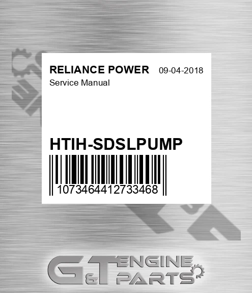 HTIH-SDSLPUMP Service Manual for RELIANCE POWER