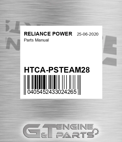 HTCA-PSTEAM28 Parts Manual for RELIANCE POWER