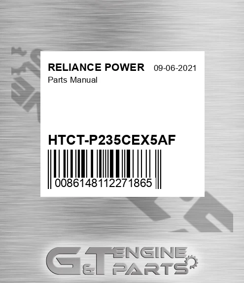 HTCT-P235CEX5AF Parts Manual for RELIANCE POWER