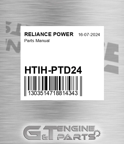 HTIH-PTD24 Parts Manual for RELIANCE POWER