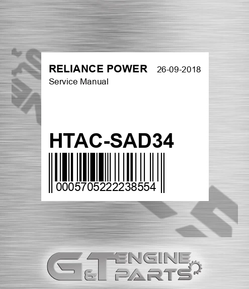 HTAC-SAD34 Service Manual for RELIANCE POWER