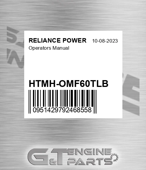 HTMH-OMF60TLB Operators Manual for RELIANCE POWER