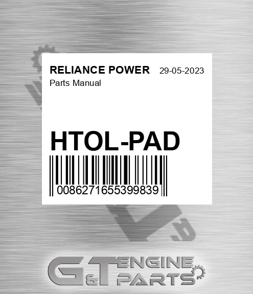 HTOL-PAD Parts Manual for RELIANCE POWER