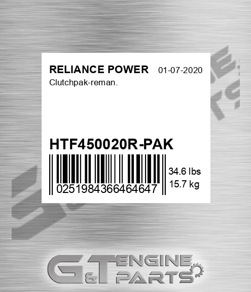 HTF450020R-PAK Clutchpak-reman.
