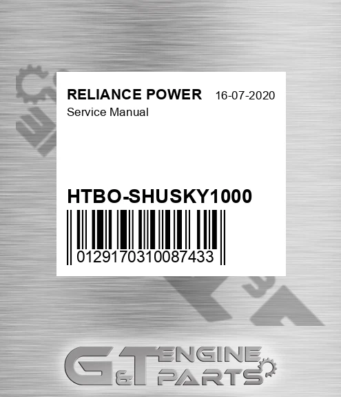 HTBO-SHUSKY1000 Service Manual for RELIANCE POWER