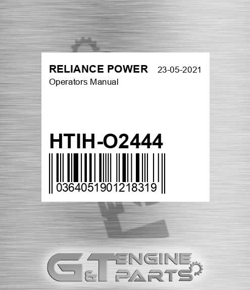 HTIH-O2444 Operators Manual for RELIANCE POWER