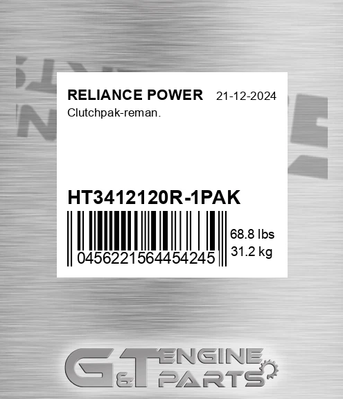 HT3412120R-1PAK Clutchpak-reman.