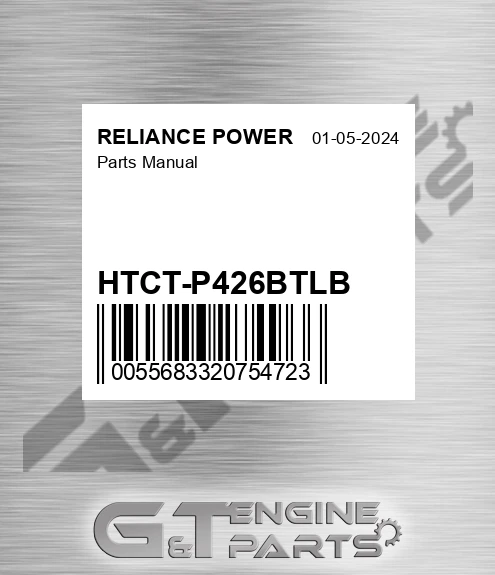 HTCT-P426BTLB Parts Manual for RELIANCE POWER