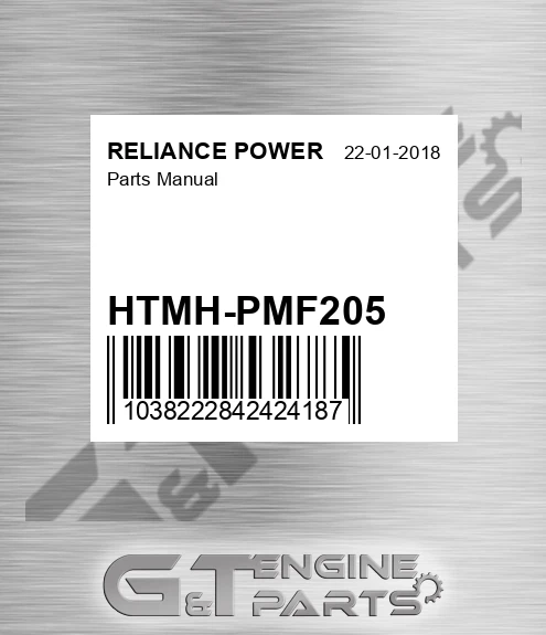 HTMH-PMF205 Parts Manual for RELIANCE POWER
